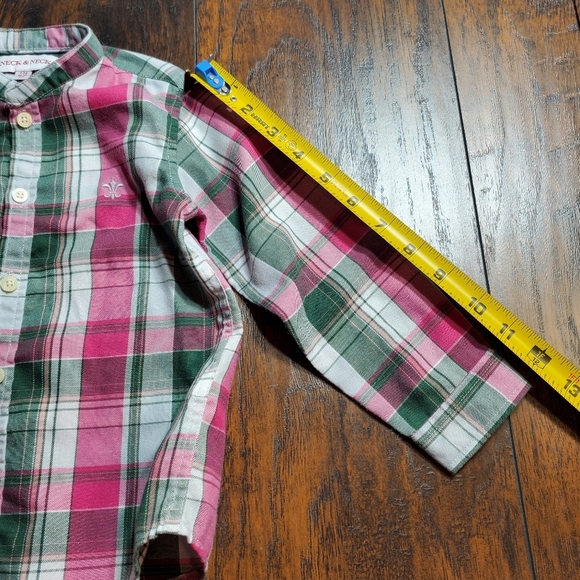 Neck & Neck set of 3 button down shirt sz 2T Pink, White, and Green plaid - Picture 4 of 16